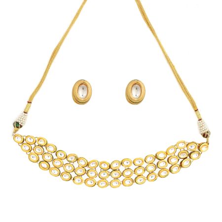 Elegant Oval Kundan Choker Necklace Set